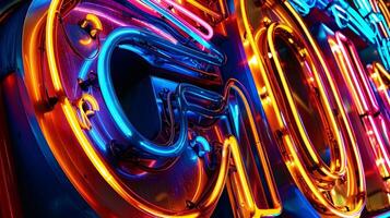 Glowing Letters In this image the neon signs letters seem to pulse with an otherworldly glow drawing the eye in with its sparkling and vivid color photo