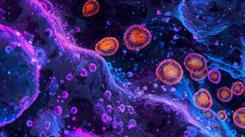 A microscopic view of Tcells in the process of positive selection where only those with functional Tcell receptors are allowed to continue maturation photo