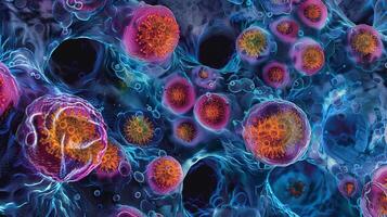 The presence of numerous bile canaliculi or tiny channels within hepatocytes highlighted in a fluorescence microscopic image demonstrating their role in transporting toxins out of th photo