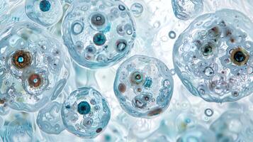 An intricate pattern of stem cells undergoing differentiation into white cells to fight photo