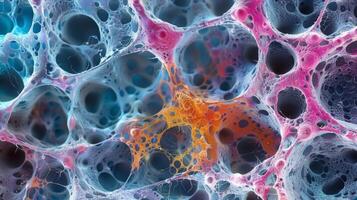 This high resolution image reveals the microscopic structure of osteocytes showing them interconnected through canaliculi to allow for nutrient and waste exchange photo
