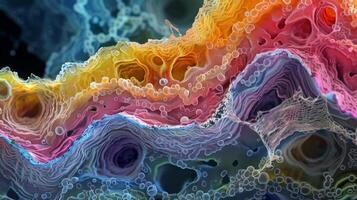 Crosssection of a taste bud highlighting the layers of specialized cells responsible for detecting different tastes photo