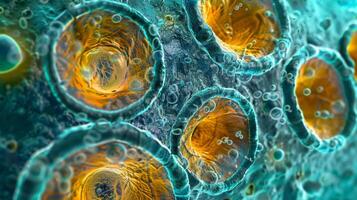 A of cells each with their unique shape and size seen under high magnification using a light microscope photo