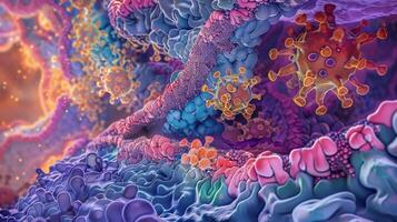 Detailed view of a taste receptor cell with its cell membrane riddled with channels and receptors for taste molecules photo