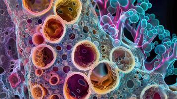 A highly magnified view of the cortical granules tiny vesicles present in the cytoplasm of the ovum that aid in preventing multiple fertilizations photo
