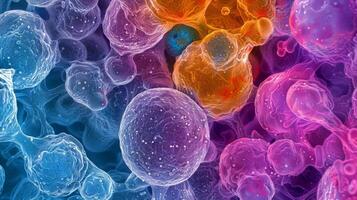 A microscopic view of activated Tcells multiplying to fight off photo