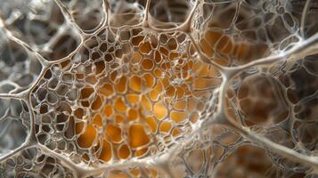 A closeup of the zona pellucida the outer protective layer of the ovum showing its delicate and fibrous structure photo