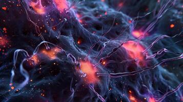 Branching muscle fibers with multiple nuclei characteristic of certain types of skeletal muscles photo