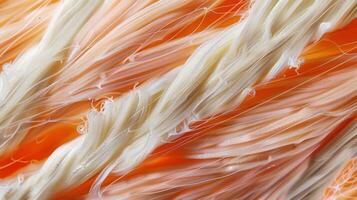 The distinctive banding pattern of the thick and thin filaments within a muscle fiber leading to its characteristic striated appearance photo