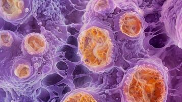 A group of reticular cells specialized support cells in the bone marrow surrounded by layers of growing cells photo