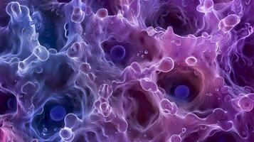 A group of osteoblasts the cells responsible for producing new bone tissue actively interacting with developing cells in the bone marrow photo
