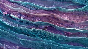 Thin and elongated keratinocytes arranged in a stacked formation within the epidermis photo