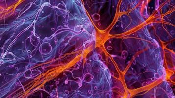 A crosssection of a nerve tissue reveals myelinated axons arranged in parallel bundles photo