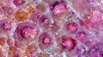 Cluster of keratinocytes in the basal layer of the epidermis constantly dividing to replace old cells photo