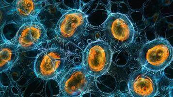 An electron micrograph of thyroid cells showcasing the ultrastructure of their mitochondria responsible for providing energy for hormone production photo