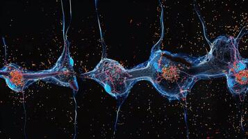 A series of sequential images capturing the rapid release and refill of synaptic vesicles during synaptic transmission photo