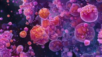 Crosssection of a swollen lymph node with inflamed tissue and an influx of immune cells indicating an ongoing or immune response photo
