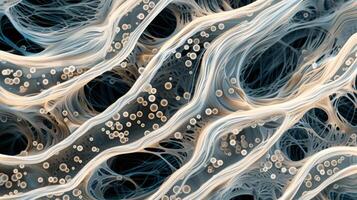 A microscopic image captures the distinct wavy pattern of collagen fibers in ligaments giving them the flexibility and strength needed for joint stability photo