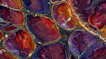 A thin section of heart muscle tissue highlights the presence of collagen fibers which provide support and structural integrity to the hearts pumping function photo