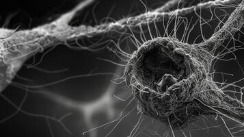 A closer look at the fine details of a very thin endothelial cell including its nucleus mitochondria and small hairlike cilia protruding from its surface photo