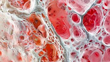 A section of bone marrow tissue revealing a high density of erythrocytes and the central role of the bone marrow in red cell production photo