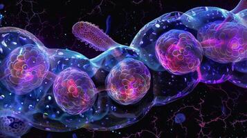 Micrograph showing the assembly of proton pumps in the mitochondrial membrane highlighting the complexity of this cellular structure photo