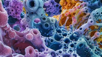 An electron microscope image of peroxisomes revealing their intricate internal structure and organization of enzymes responsible for breaking down fatty acids photo