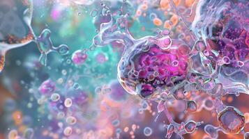 A microscopic view of a cell undergoing posttranslational modifications to regulate the activity of a protein photo