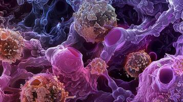 Electron micrograph of apoptotic cells showing the formation of membranebound apoptotic bodies a hallmark of programmed cell death photo