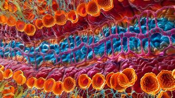 A crosssection view of a cell membrane clearly showing the tight junctions between neighboring cells as a tight continuous line that runs along the entire membrane photo