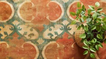 Earthy Moorish A fusion of earthy tones and intricate Moorish patterns with shades of terracotta mustard and green giving a warm and exotic vibe photo