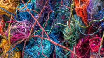 Crisscrossing layers of tangled threads resembling a tangled garden photo