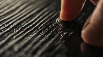 Running a finger along the surface reveals delicate ridges and lines evidence of the meticulous craftsmanship put into creating the glossy finish photo
