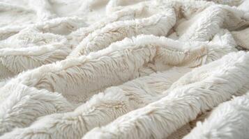 Soft Furry Fluff This closeup image showcases the fluffy texture of the throw blanket with its soft and fuzzy individual fibers visible photo