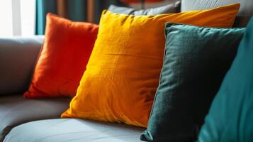 The sleek and smooth surface of these velour cushions adds a touch of sophistication to any seating arrangement photo