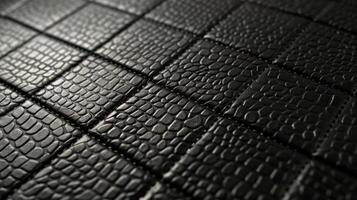 Black leather with a bold rectangular grid pattern adding a modern and sleek element to the overall embossed texture photo