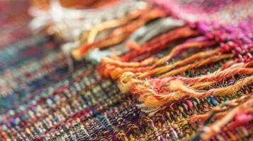 Woven with a mix of thick and thin threads this tablecloth has a tactile surface that is both sy and visually intriguing photo