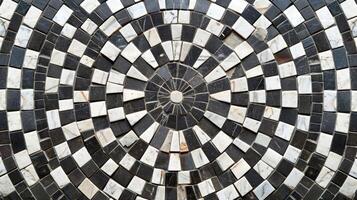The sharp clean lines of mosaic tiles forming a symmetrical pattern that exudes a sense of precise intentional design photo