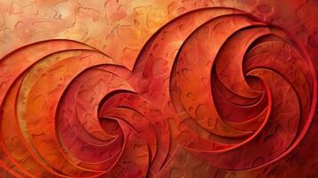 An abstract border with overlapping layers of textured swirls in warm shades of red and orange photo