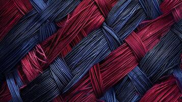 Fine lines of intertwined threads form a mesmerizing lattice pattern in shades of burgundy and navy creating a striking visual texture photo