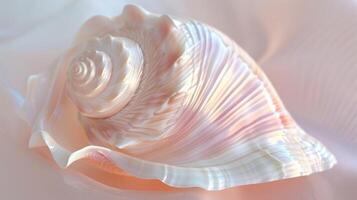 A detailed image of a smooth teardropshaped seashell with a delicate almost translucent texture and a soft hint of pink photo