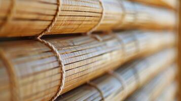 Smooth and delicate texture of rolledup bamboo blinds photo