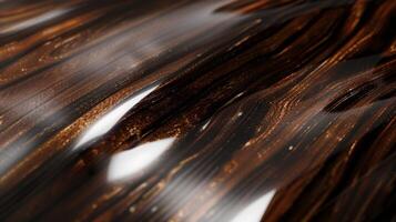 Smooth and shiny this glossy lacquered wood boasts a subtle layer of dark amber finish enhancing the natural grain of the wood photo