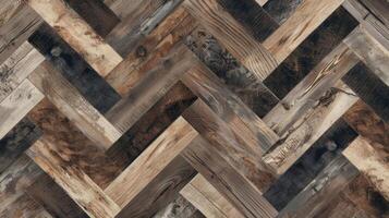 Herringbone Planks The striking herringbone pattern of this linoleum floor features long and narrow planks in a variety of earth tones adding depth and dimension to the overall texture photo