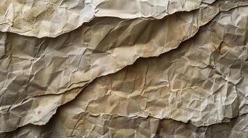 A closeup view of a vintage paper with deepset wrinkles and delicate folds showcasing the beauty and character of its aged texture photo