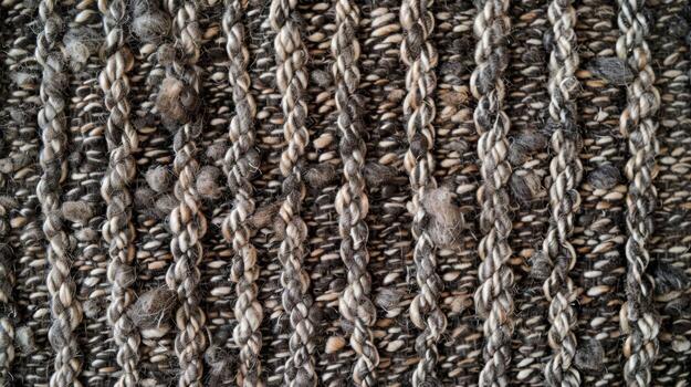 Compressed rows of unevenly spaced wool loops resembling a rugged terrain photo