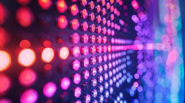 A macro shot of LED pixels emitting a soft glow and blending together to create a seamless smooth display photo