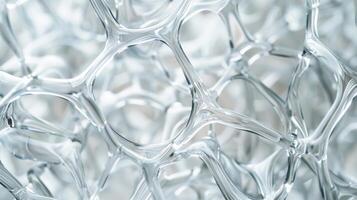 A macro shot of a translucent plastic container revealing the intricate patterns and lines on its surface that add to its glossy appearance photo