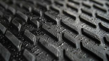 Angled ridges and valleys provide a sy and slipresistant grip on this textured rubber surface photo