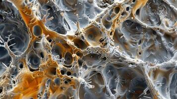 Detailed closeup of a dendritic spine displaying the various substructures and microtubules within its cytoplasm photo